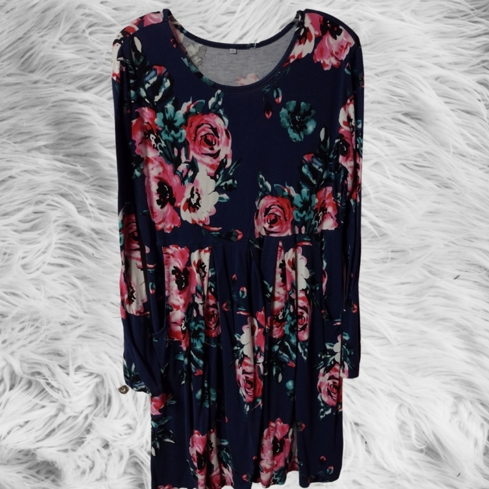Ab) Floral Long Sleeve Dress Plus Size 2X